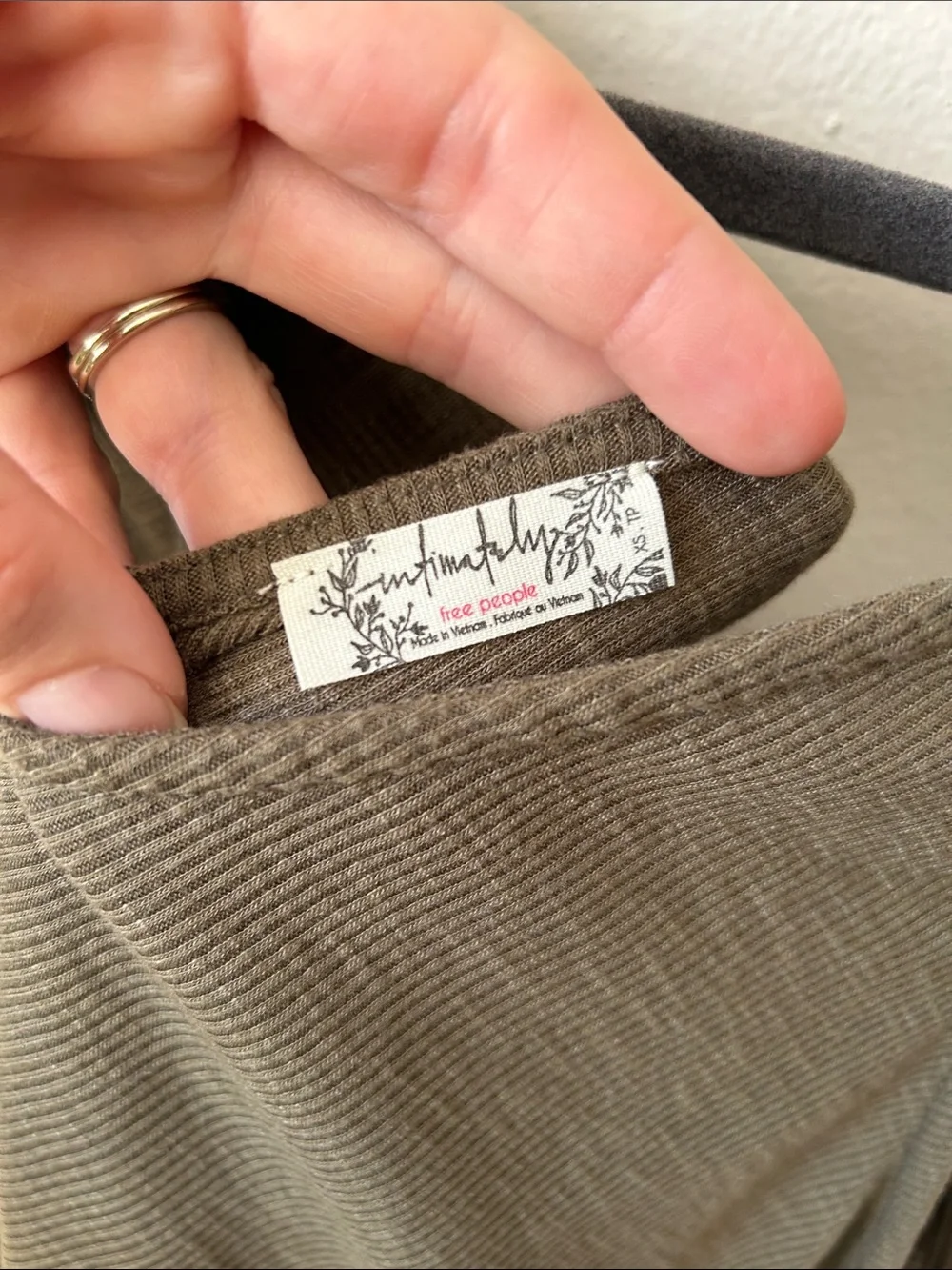 Free People Intimately Olive Green Dani Tank Top Ribbed V-Neck Cami XS